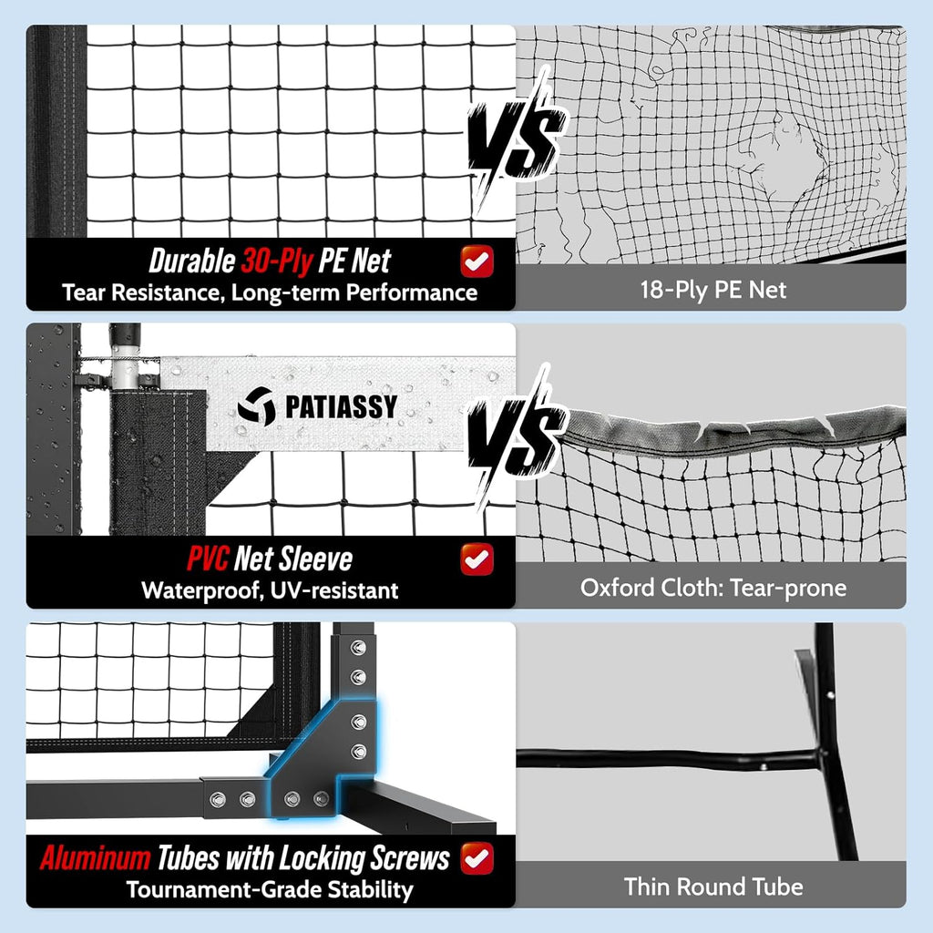 Tournament-Grade Pickleball Net, IFP/USAPA Standards Regulation Size, Rust-Resistant Aluminum Frame with Hand-Crank Tension System for Semi-Permanent or Mobile Court Use