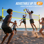 Outdoor Volleyball Net System for Backyard, Adjustable Height (5.1–8FT) & Width (20–32FT), Anti-Sag Tension System, 2-in-1 Badminton Combo Set with Carry Bag, Rackets & Shuttlecocks