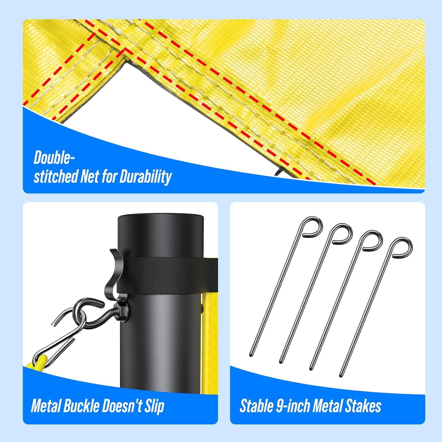 Outdoor Volleyball Net Set for Backyard & Beach, 32FT Regulation Size, Easy Setup Adjustable Height Poles, Portable Net System with PU Volleyball, Pump & Carry Bag