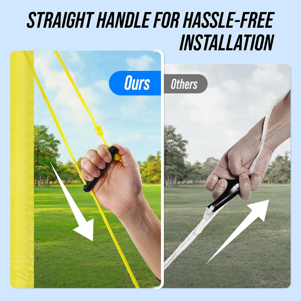 Outdoor Volleyball Net Set for Backyard & Beach, 32FT Regulation Size, Easy Setup Adjustable Height Poles, Portable Net System with PU Volleyball, Pump & Carry Bag