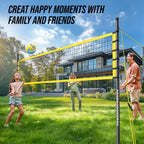 Outdoor Volleyball Net Set for Backyard & Beach, 32FT Regulation Size, Easy Setup Adjustable Height Poles, Portable Net System with PU Volleyball, Pump & Carry Bag