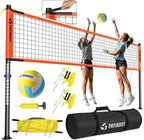 Outdoor Volleyball Net Set, 32FT Anti-Sag Net System, Easy Setup Adjustable Height Poles, Portable Complete Set with Volleyball, Pump, Hammer, Boundary Line & Carry Bag for Backyard Beach Lawn
