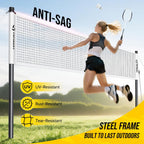 Badminton Set for Backyard, Outdoor Badminton Net with Anti-Sag Design, 4 Professional Badminton Rackets, 4 Shuttlecocks and Carry Bag for Lawn or Beach