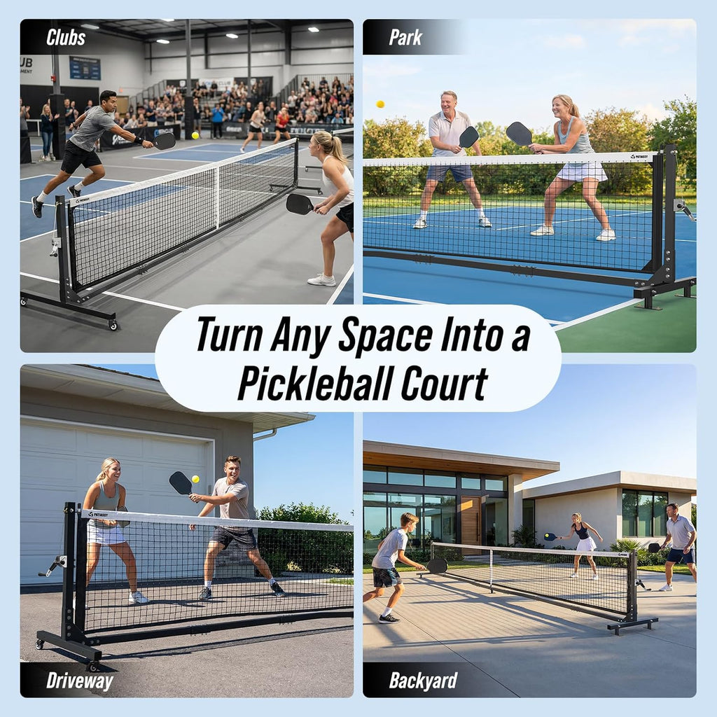 Tournament-Grade Pickleball Net, IFP/USAPA Standards Regulation Size, Rust-Resistant Aluminum Frame with Hand-Crank Tension System for Semi-Permanent or Mobile Court Use