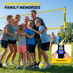Outdoor Volleyball Net Set, 32FT Anti-Sag Net System, Easy Setup Adjustable Height Poles, Portable Complete Set with Volleyball, Pump, Hammer, Boundary Line & Carry Bag for Backyard Beach Lawn