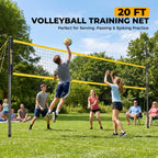 20FT Portable Outdoor Volleyball Net Set for Backyard with Anti-Sag Ground Stakes & Metal Pole Spikes for Stability, Rust-Resistant Steel Poles, Easy Setup, 3 Adjustable Heights, Carry Bag