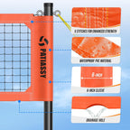 Professional Outdoor Volleyball Net System with Adjustable Aluminum Poles, Anti-Sag Winch, Steel Cable Topline, Tournament-Grade 32FT Net, Boundary Line & Heavy-Duty Carry Bag