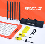 Professional Outdoor Volleyball Net System with Adjustable Aluminum Poles, Anti-Sag Winch, Steel Cable Topline, Tournament-Grade 32FT Net, Boundary Line & Heavy-Duty Carry Bag
