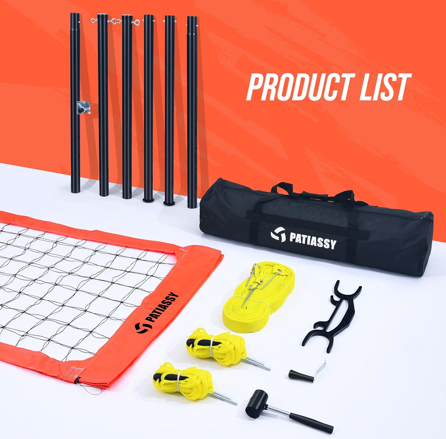 Professional Outdoor Volleyball Net System with Adjustable Aluminum Poles, Anti-Sag Winch, Steel Cable Topline, Tournament-Grade 32FT Net, Boundary Line & Heavy-Duty Carry Bag