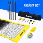 Professional Heavy Duty Volleyball Net Set for Backyard & Beach, Outdoor Net System with Steel Anti-Sag Winch, 32FT Reinforced Net, Height Adjustable Rust-Resistant Aluminum Poles, Portable Carry Bag