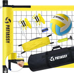 Outdoor Volleyball Net Set, 32FT Anti-Sag Net System, Easy Setup Adjustable Height Poles, Portable Complete Set with Volleyball, Pump, Hammer, Boundary Line & Carry Bag for Backyard Beach Lawn