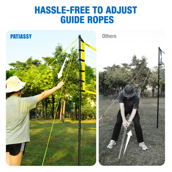 Patiassy Outdoor Portable Volleyball Net Set System - Quick & Easy Setup Adjustable Height Steel Poles, PU Volleyball with Pump and Carrying Bag for Beach Backyard - Image 6