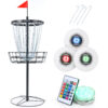 Patiassy Portable Disc Golf Basket with 24/12 Chains for Two Difficulty Levels of Practice Golf Target for Disc Golf Night Practice