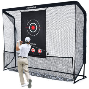 Haokelball Golf Practice Net - 10x7.5ft Hitting Net with Target Cloth for Indoor or Outdoor Use, Heavy Duty with Carry Bag
