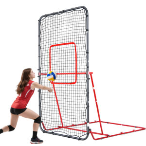 7x4 FT Volleyball Rebounder Net - 90° Foldable Angle & Sturdy 4x7 Base, Adjustable Bounce Back Trainer for Volleying/Bumping/Spiking Practice