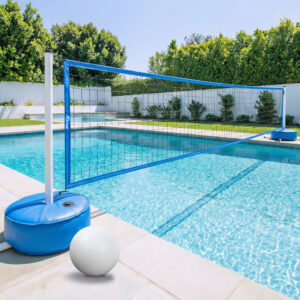 PATIASSY Pool Volleyball Net Set for Swimming Pool, Adjustable 15–30FT with Stable Weighted Base, Easy Setup Outdoor Pool Game for Family & Party Fun